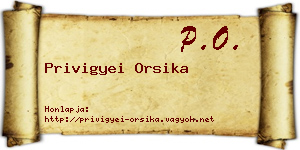 Privigyei Orsika névjegykártya